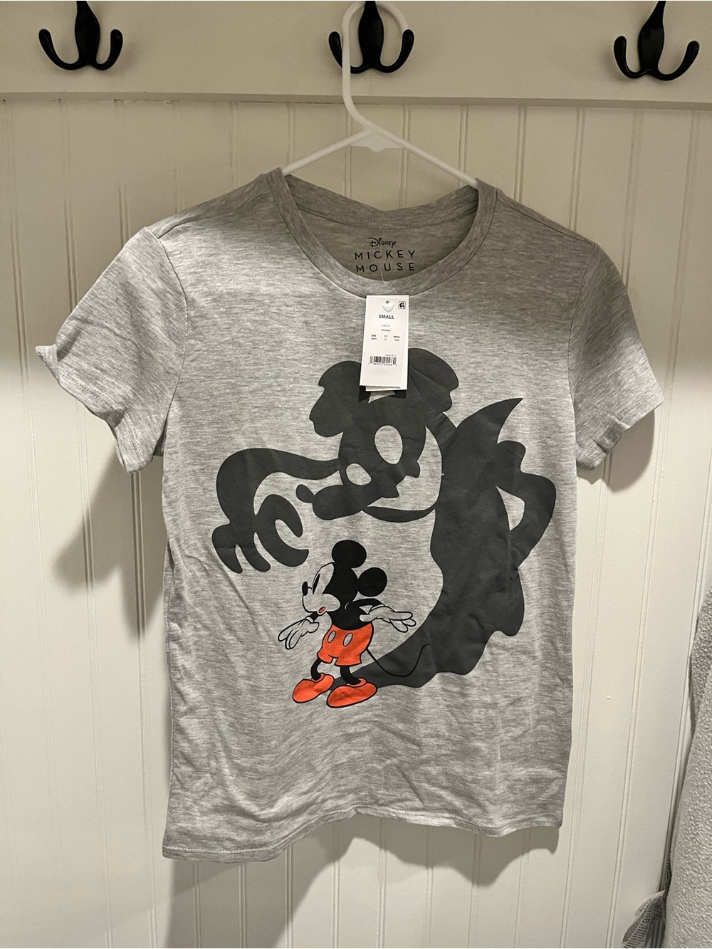 Disney Gray Mickey Mouse Graphic Tee with Black Print small New